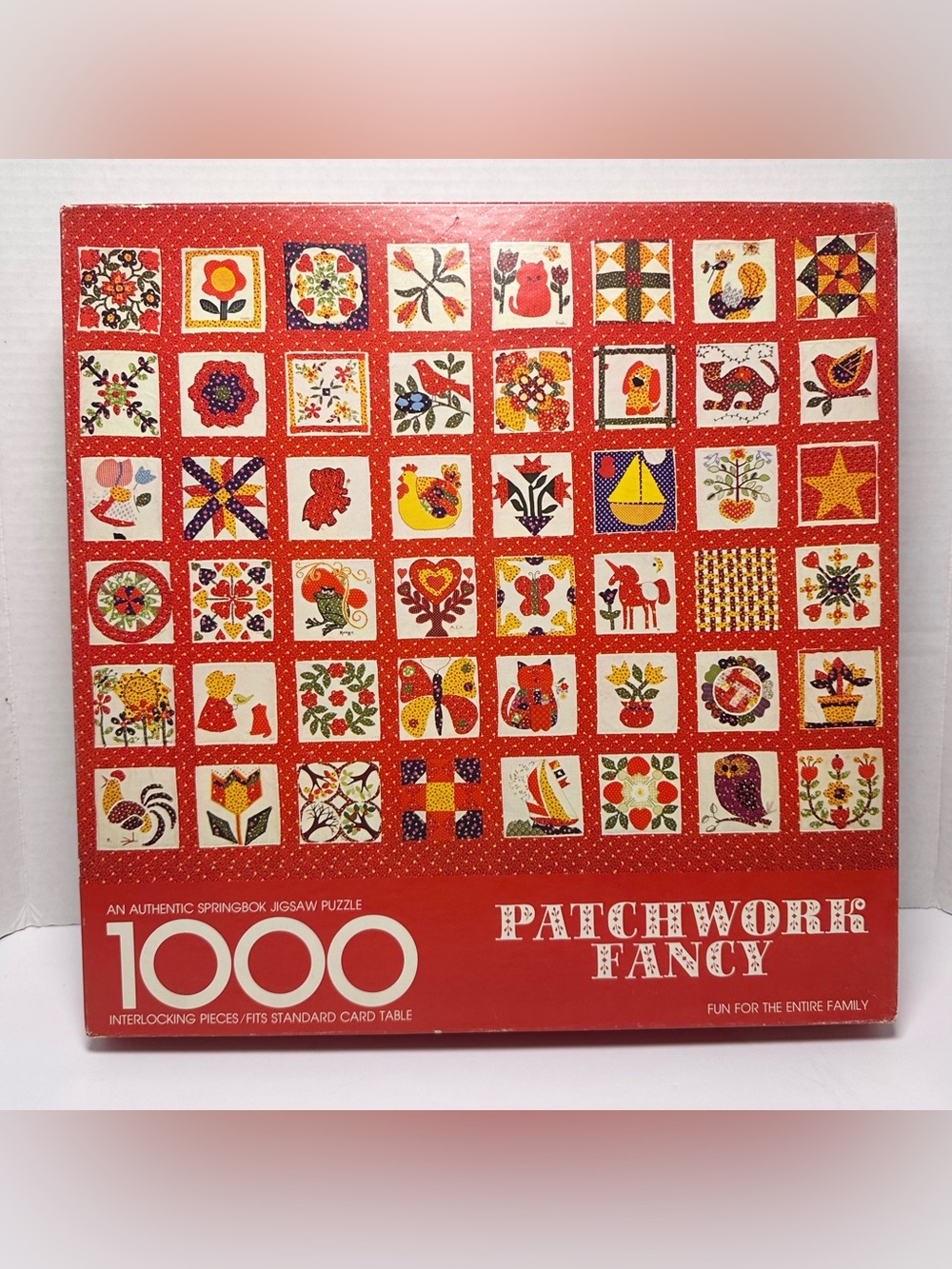 Vintage 1975 Springbok Patchwork Fancy 1000 Piece Jigsaw Puzzle 24"x30" Quilt